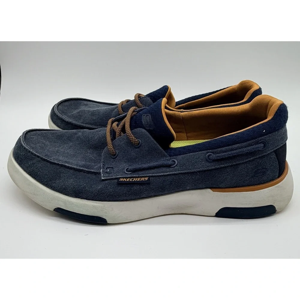 Skechers Shoes Men's Sz 9 Navy Blue Bellinger Garmo Slip On Loafers